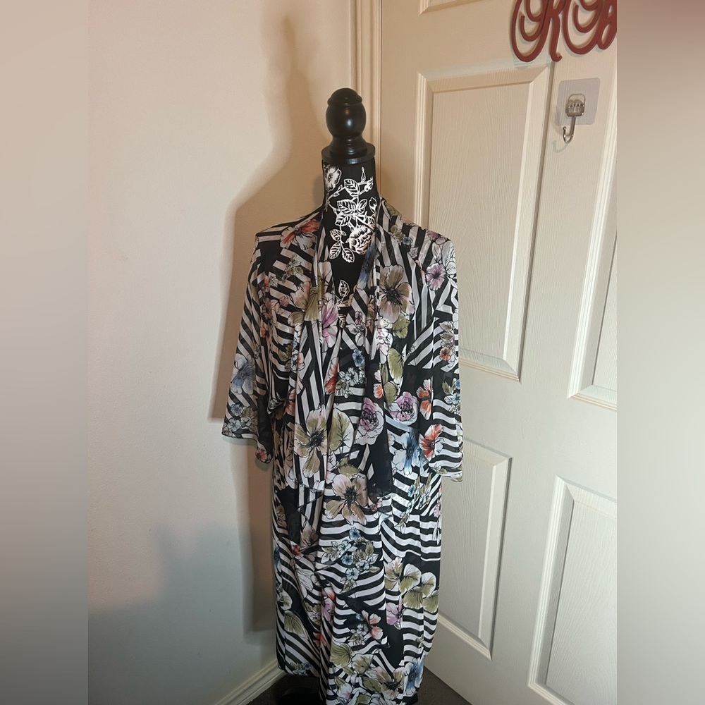 Sheer Zebra print Duster with a Multi-Color Floral Duster